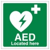 V Safety AED Located Here 150 x 150 mm -