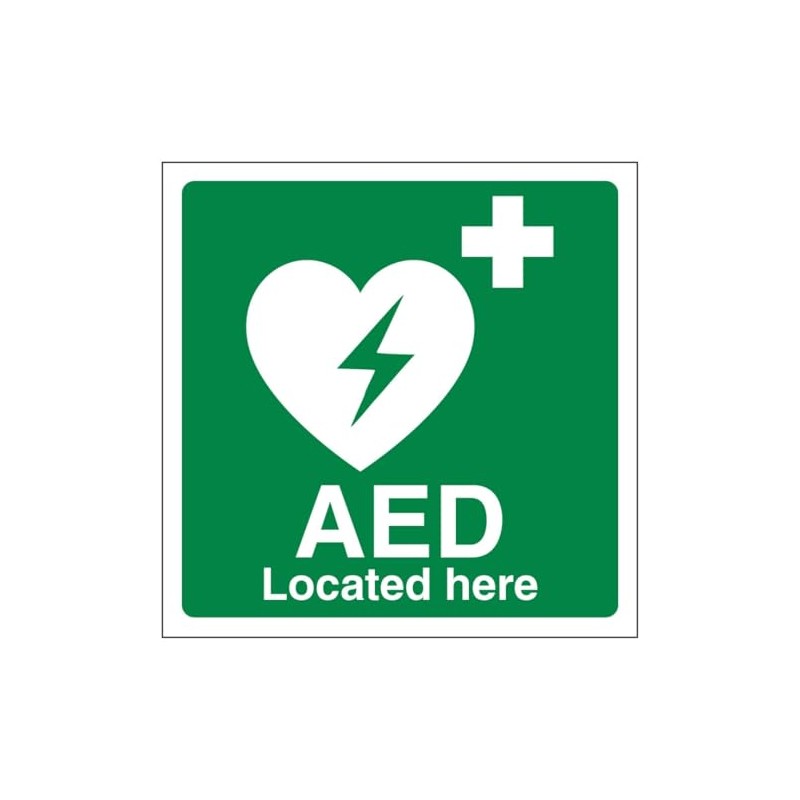V Safety AED Located Here 150 x 150 mm -