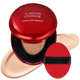 LOPHE Cushion Foundation, Red Shell Natural Full Coverage Cushion Foundation, 24 Hours Long-Lasting Makeup, Waterproof, Moisturizing, Clear Concealer, Suitable for All Skin Types(03#PEACH BEIGE)
