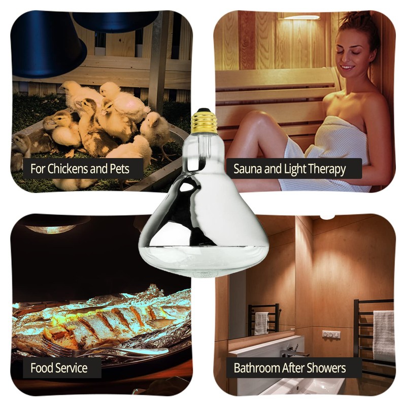250 Watt Heat lamp Bulb for Bathroom R40 Incandescent Shower