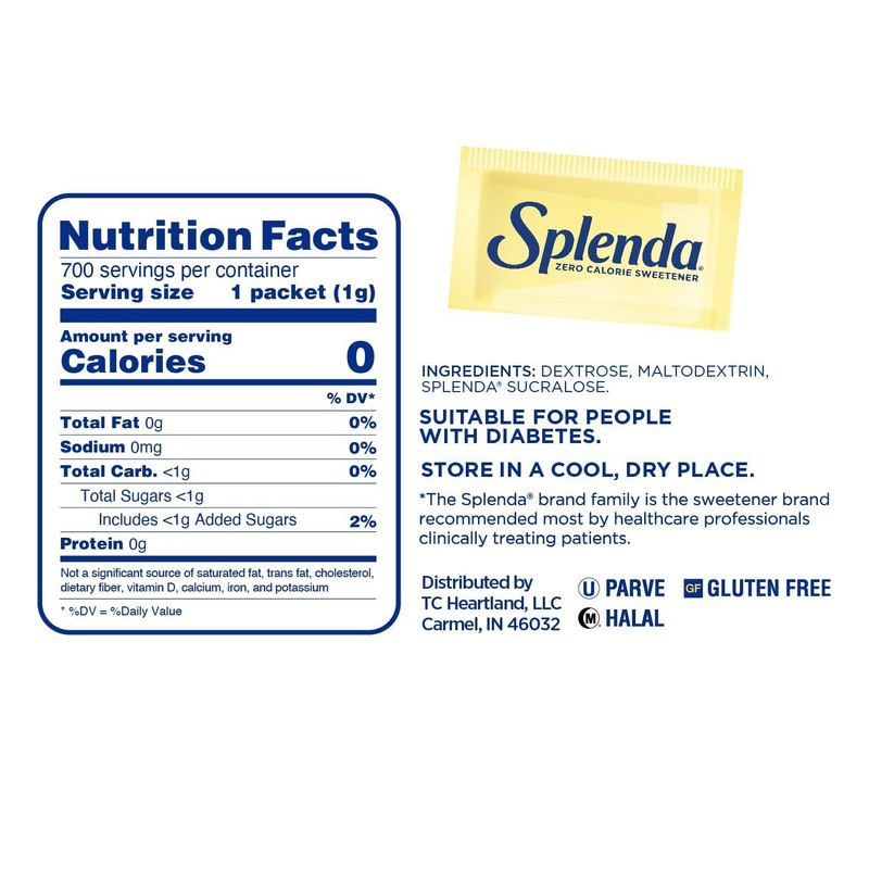 Splenda Sweetener Packets 700 Count Sugar Free Zero Calorie Made
