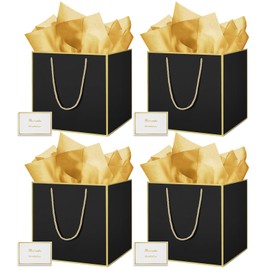 THXIY 4 Stück Geschenktüten Groß, 11.8'' Quadrat Geschenktüte mit Phnom Penh Design, 30 * 30 * 30cm Geschenk Tüte Gift Bag Bags Taschentuch und Karten für Geburtstag Feier Party Frauen C