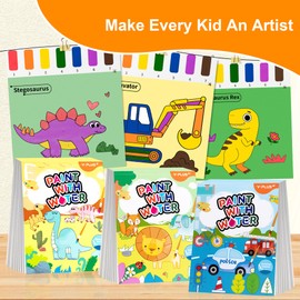 YPLUS Paint with Water Books for Toddlers, Art Craft Toys Watercolor Painting Paper, Gift for Kids Ages 1-3, 2-4, 4-6, Drawing with Brush - 3 Themes