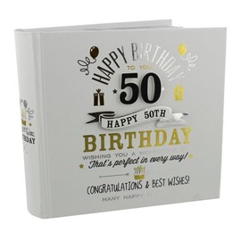 Widdop and Co 50th Birthday Photo Album 4x6 Black and Gold Design