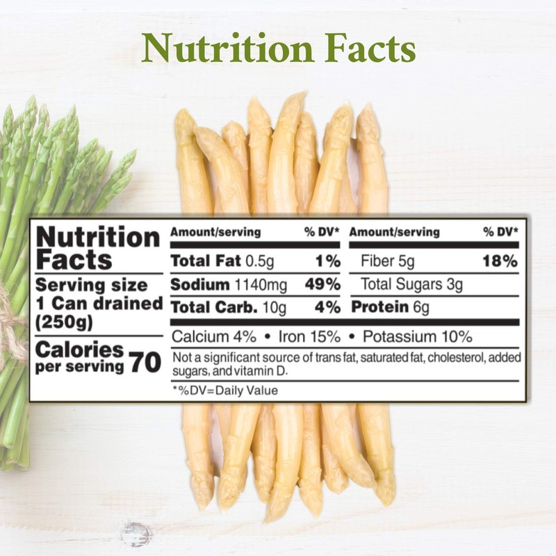 Roland Foods Canned White Asparagus Spears in Brine, 14.1 Ounce