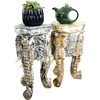 GURU SHOP Flower Bench, Stool, Tripod Side Table, Decorative Elephants