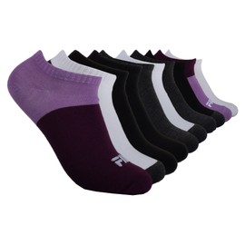 FILA Women's No Show Socks (Pack of 10), Purple Colorblock (10-Pack)