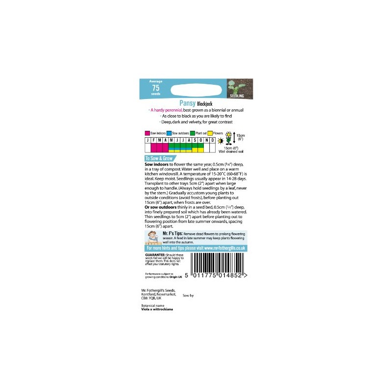 Mr. Fothergill's Pansy Blackjack Seeds