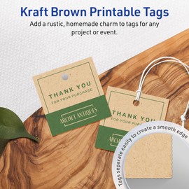 Avery Printable Square Tags with Sure Feed Technology, 1-1/2" x 1-1/2", Kraft Brown Cardstock, Print-to-the-Edge, Laser/Inkjet, 200 Total, Great for Custom Gift Tags and Branding Tags
