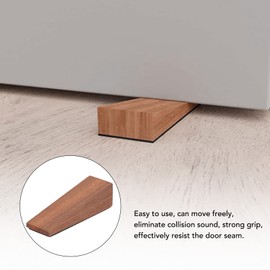 Wooden Door Stop, 4 Pcs Wood Door Wedge with Sloping Design, Security Door Stopper Non Slip Door Stoppers Home Security Door Jammer for Door Bottom Seam