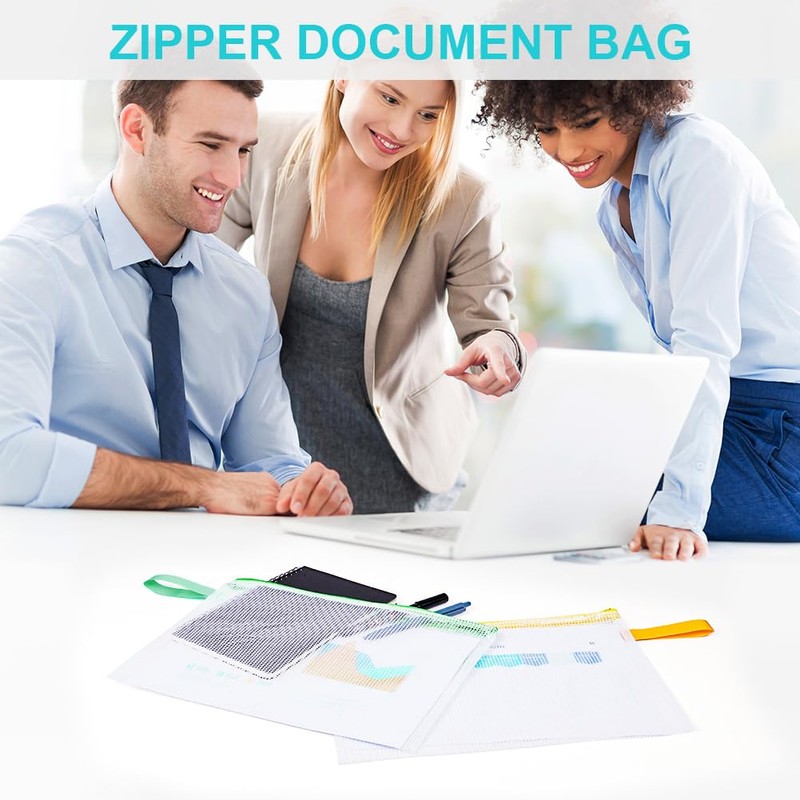 OFFCUP Document Bag A5, Pack of 5 Waterproof Zip Pockets,