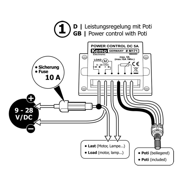 KEMO LEISTUNGSREGLER 9-28V/DC 10A