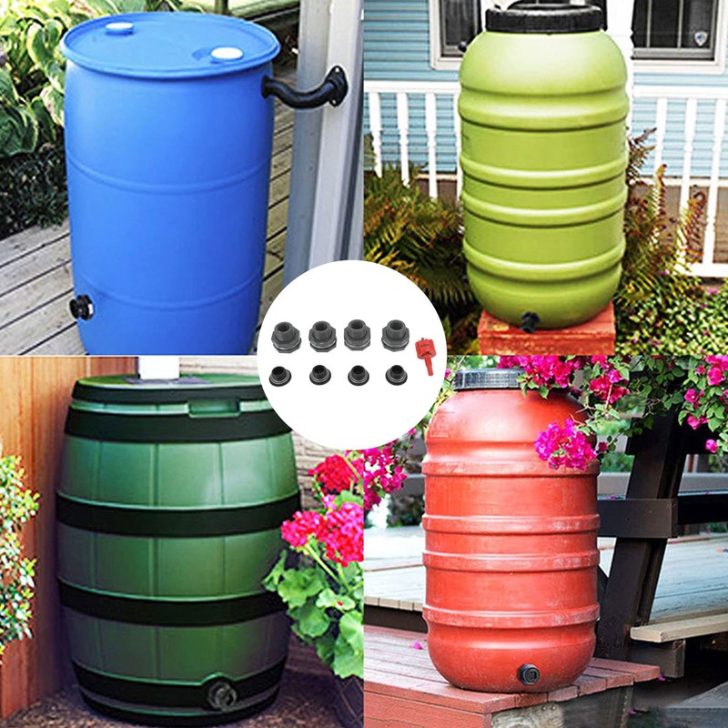 3/4 Inch Rain Barrel Bulkhead Fitting Kit with Plugs Hole
