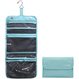 Tcdwla Kulturbeutel Herren Damen, Kulturtasche zum Aufhängen, 1 Stück Waschtasche mit Haken, Klappbar, Große Kapazität, Mehrere Kammern, für Reise, Badezimmer, Kinder (Blau)