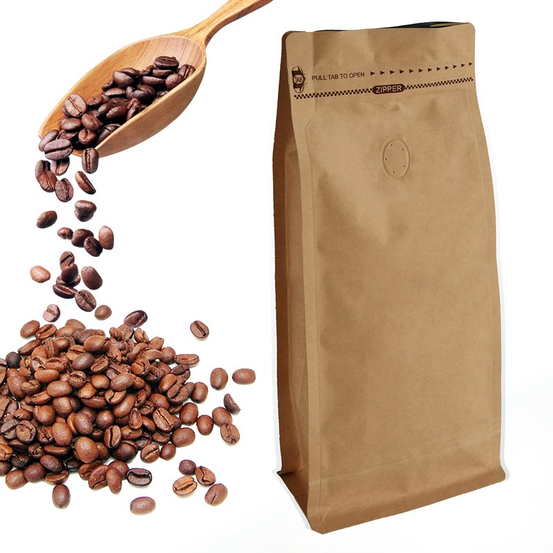 50 Pieces 1 Kg Kraft Paper Stand Up Coffee Bag/Flat