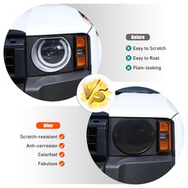 Smoked Headlight Lamp Cover Compatible with Toyota Land Cruiser 250 Prado J250 LC250 2024 2025, Front Head Light Lamp Trim Guard Cover(for Round Lamp Version)