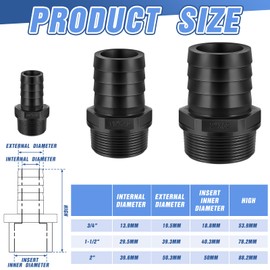 Innconee 4 Pieces Pool PVC Fittings 1-1/2" Adapter Barbed Hose Fittings Barbed x NPT Male for Industrial Tube Potable Water Garden Kitchen Hose Swimming Pool Pump