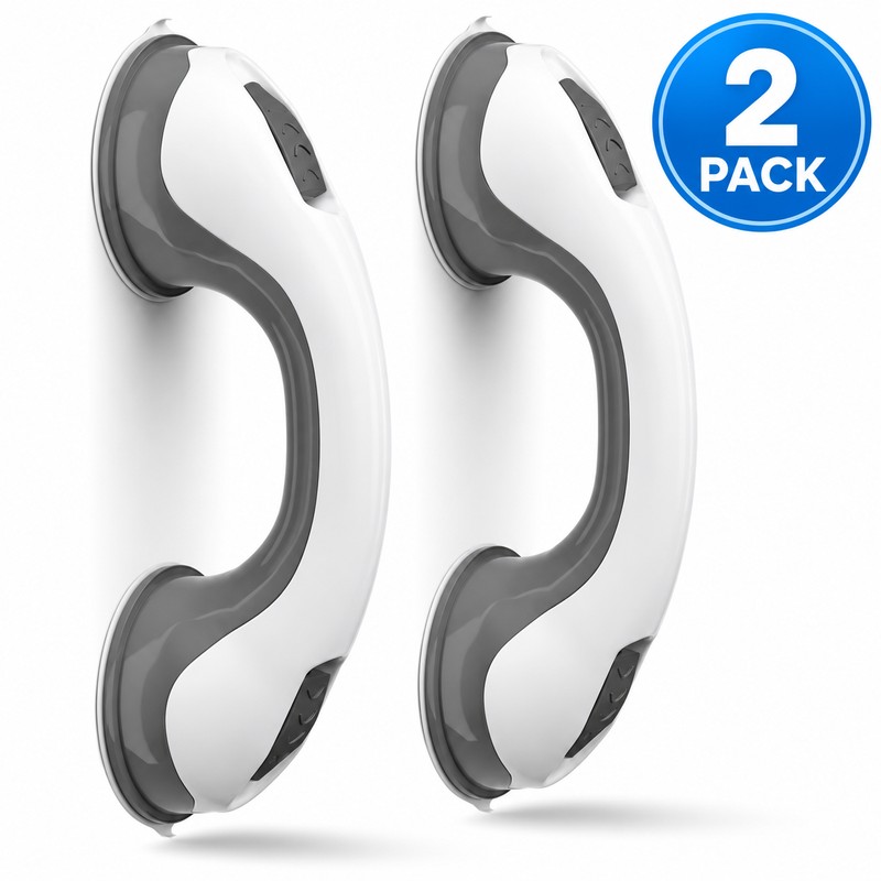 2-Pack Suction Cup Grab Bars for Bathroom & Glass Doors