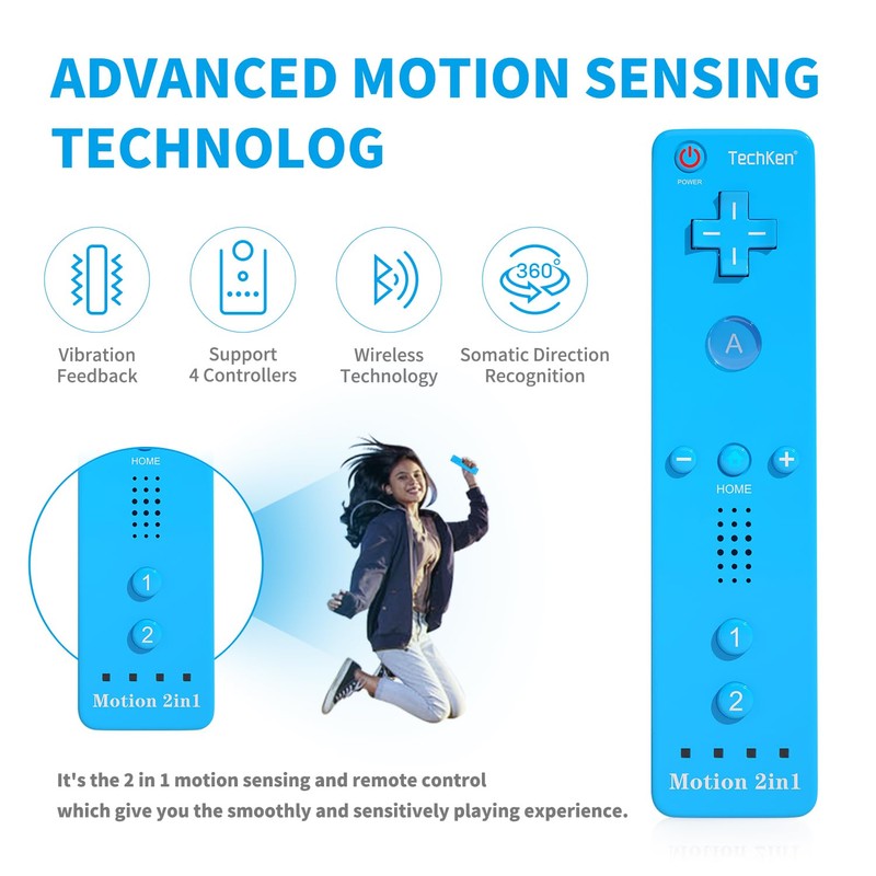 2 Sets Remote Controller for Wii, TechKen Replacement Remote Built-in