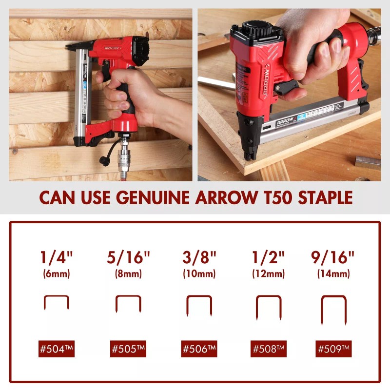 Arrow Pneumatic Staple Gun Oil-Free Upholstery Stapler with 3750 Pieces
