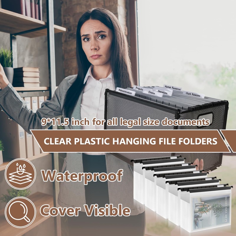 10 Pack Extra Capacity Hanging File Folders Letter Size Plastic