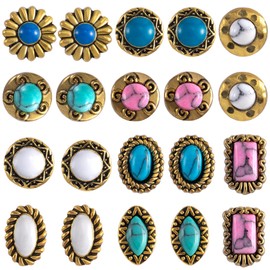 YALOJE 20Pcs 3D Vintage Western Nail Charm, Turquoise Nail Rhinestones for Jewelry Making, Marble Nail Art Jewels Accessories for Acrylic Nails, DIY Crafts, Necklace, Earrings