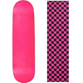Moose Blank Skateboard Deck - NEON Pink - 8.25" Checker Pink Grip