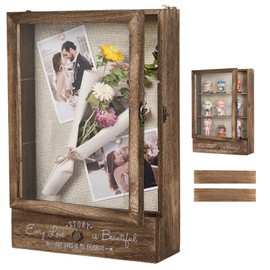 AW BRIDAL 11X16 Large Shadow Box Picture Frames Deep Shadow Boxes Display Cases with Removable Shelves and Drawers, Wooden Memory Boxes for Keepsakes with Slot