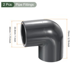 YOKIVE 2 Pcs Pipe Fittings, Elbow Schedule Socket 90 Degree Adapter Connector, Great for Swimming Pool, Drainage System (Gray, 80 1-Inch)