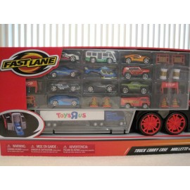 FAST LANE TRUCK CARRY CASE TOYS R US EXCLUSIVE INCLUDES 11 DIE-CAST VEHICLES-NEW