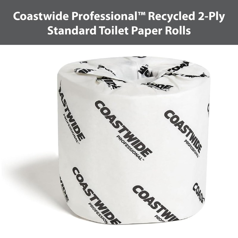 COASTWIDE 2-Ply Toilet Paper, 100% Recycled Individually Wrapped, 350-Sheets Per