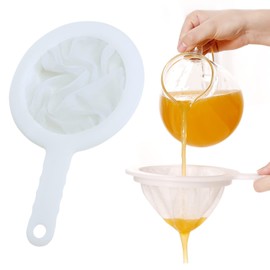 1pcs Plastic Nylon Fine Mesh Strainer,200 Mesh Fine Mesh Food Grade PP Strainer Ultra-Fine Nylon Mesh Sieve Mesh Colander with Non Slip Handle for Coffee Jam Fruits Vegetable Straining Set Strainer