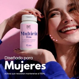 BENAT Multivitamínico para Mujer + Omega 3 + Jalea Real + Luteína y Zeaxantina |Energía, Belleza y Bienestar | 60 Cápsulas