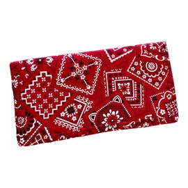 Checkbook Cover - Billfold Wallet - Red Bandanna Fabric Checkbook Wallet