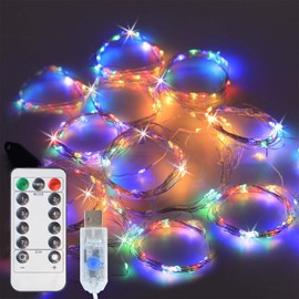 Lemical Lights Tree Vine String Lights Copper Wire Twinkle Lights with 8 Mode, Remote Control LED Holiday Wedding Ponytail Decoration Lights with USB Plug for Vine Watering Can Decoration (Multicolor)