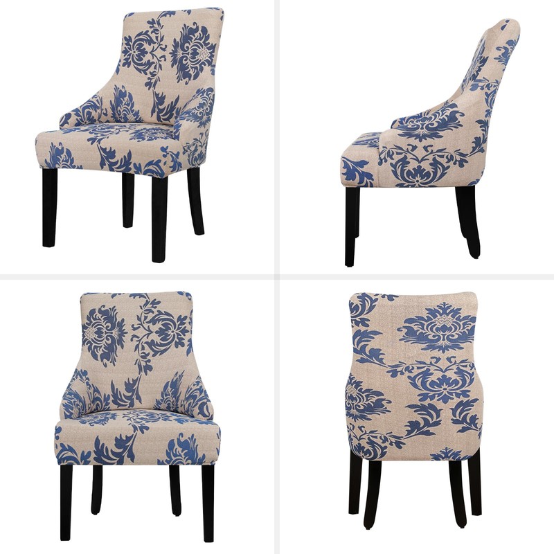 Lellen Wingback Chair Covers with Pattern - Stretch Wingback Dining