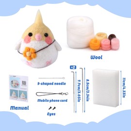 SOCNITC Needle Felting Kit for Beginners, Animal Doll Making Supplies with Tools, Soft Wool Roving, Foam Mat, Instructions, Accessories for Adults