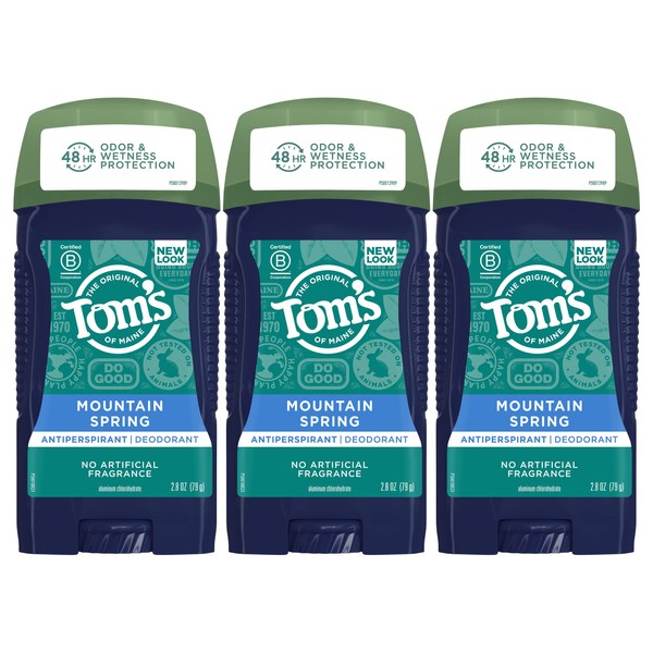 Tom's of Maine Antiperspirant Deodorant for Men, Mountain Spring, 2.8 oz. 3-Pack