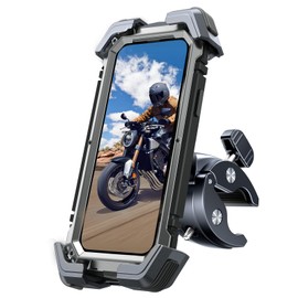 Bovemanx Motorcycle Phone Mount Holder, [Ultra-Stable][7 inch Phone Friendly] Bike Holder Handlebar Cell Clamp Harley Accessories for iPhone 16 15 14, 4-7" Smartphones