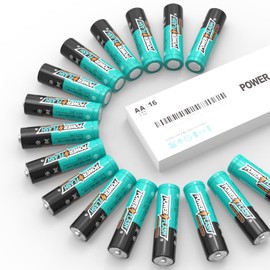 POWER FLASH AA Batteries with Fresh Date - 16 Count Industrial Pack - Ultra Long-Lasting Triple A Alkaline Battery (16 Count Pack)