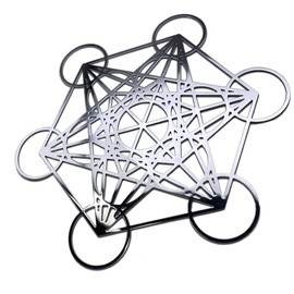 METAL ARTEM Metatron's Cube Copper Ornament– 4 Inch Silver-Plated Sacred Geometry Ornament, Ideal for DIY Projects and Spiritual Energy Decor