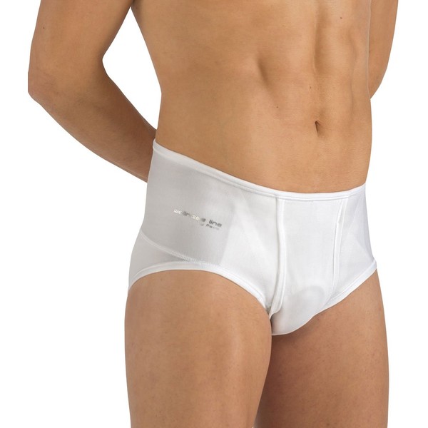Medically approved - 100% Italian Cotton - Men's Hernial Briefs - Inc. FREE Hernia Pads - Supplied to UK Hospitals for effective containment of inguinal hernia (Medium 80)