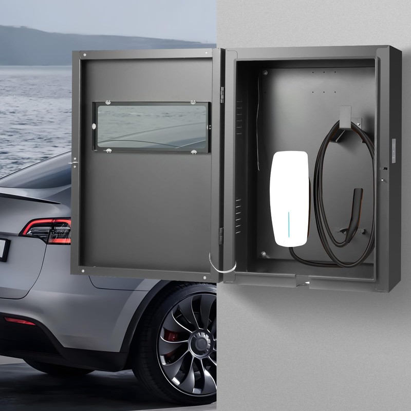 Wall EV Charger Protective Box,Portable Charger Station Box with Swipe