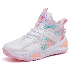 Womens Mens Basketball Shoes Comfortable Athletic Fashion Sneakers Casual Unisex-Adult Outdoor Sport Shoe, Pink, 8.5 Women/7.5 Men