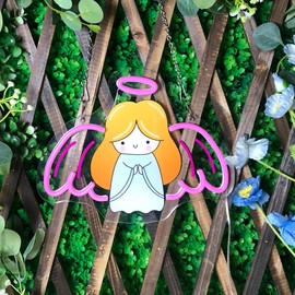 Angel Neon Sign, USB Powered Angel Neon Lights for Girls Room Decor, Pink Angel Led Signs for Bedroom, Wall, Party, Kids Room Decoration, Christmas Birthda