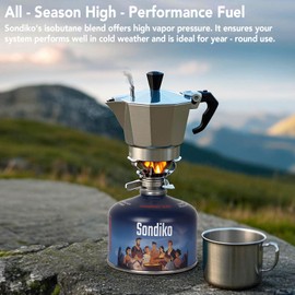 Sondiko Isobutane Fuel Canister 100g 4 Pacl, Camping Stove Fuel, Butane Camping Propane Mixture Blend Camping Fuel Gas