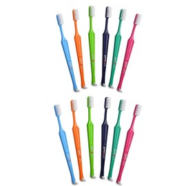 Paro S27L Toothbrush | Small Brush Head Toothbrush with Soft Bristles and Exchangeable Interdental Space F | 3 Rows 27 Tufts for Thorough Cleaning and Gum Care | 12 Pack