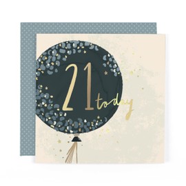 Hotchpotch Luxury Foiled 21st Birthday Card - Contemporary Greeting Card London 6 x 6