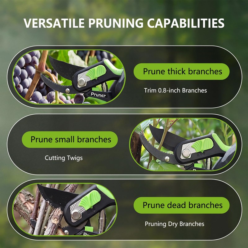 GARDENWORK 8" Professional Pruning Shears with Sharp SK5High-Carbon Blades,Garden Shears