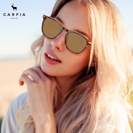 CARFIA Brown Retro Lightweight Polarized Sunglasses for Women UV Protection, Square Ladies Sunnies Driving Eyewears CA32R